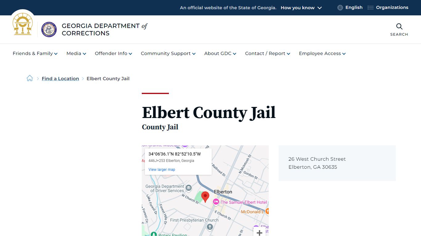 Elbert County Jail | Georgia Department of Corrections